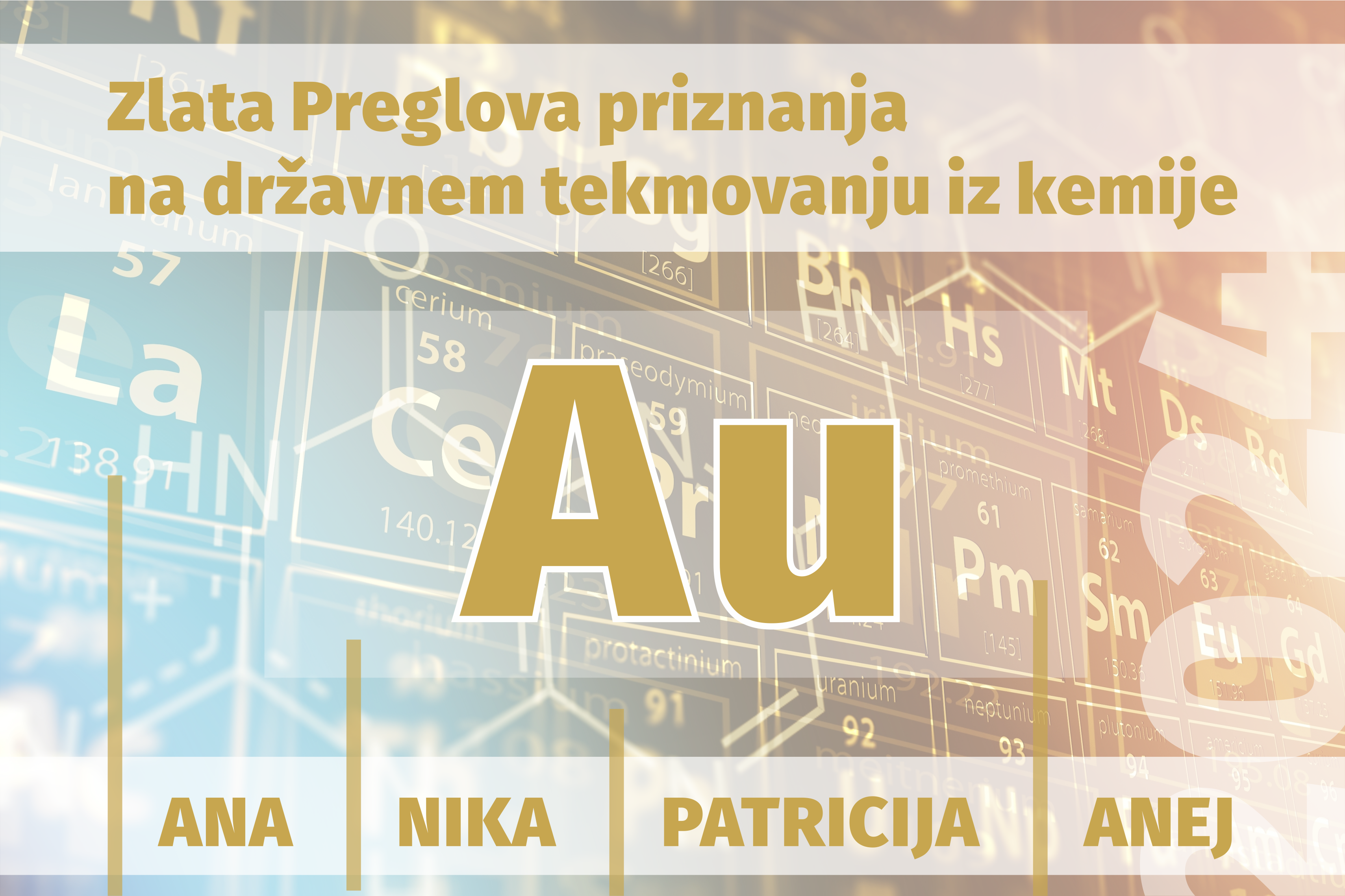 Zlata Preglova priznanja na državnem tekmovanju iz kemije